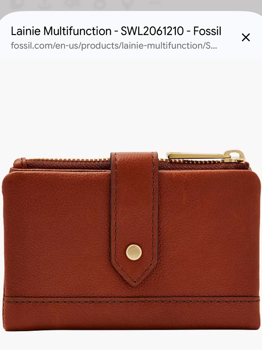 Fossil Lainie Multifunction Compact Wallet - Cognac Brown
